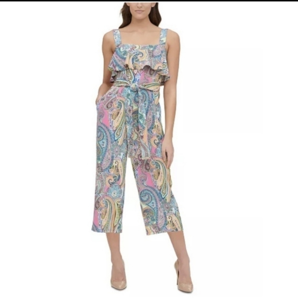 Tommy Hilfiger paysley print cropped jumpsuit size 2